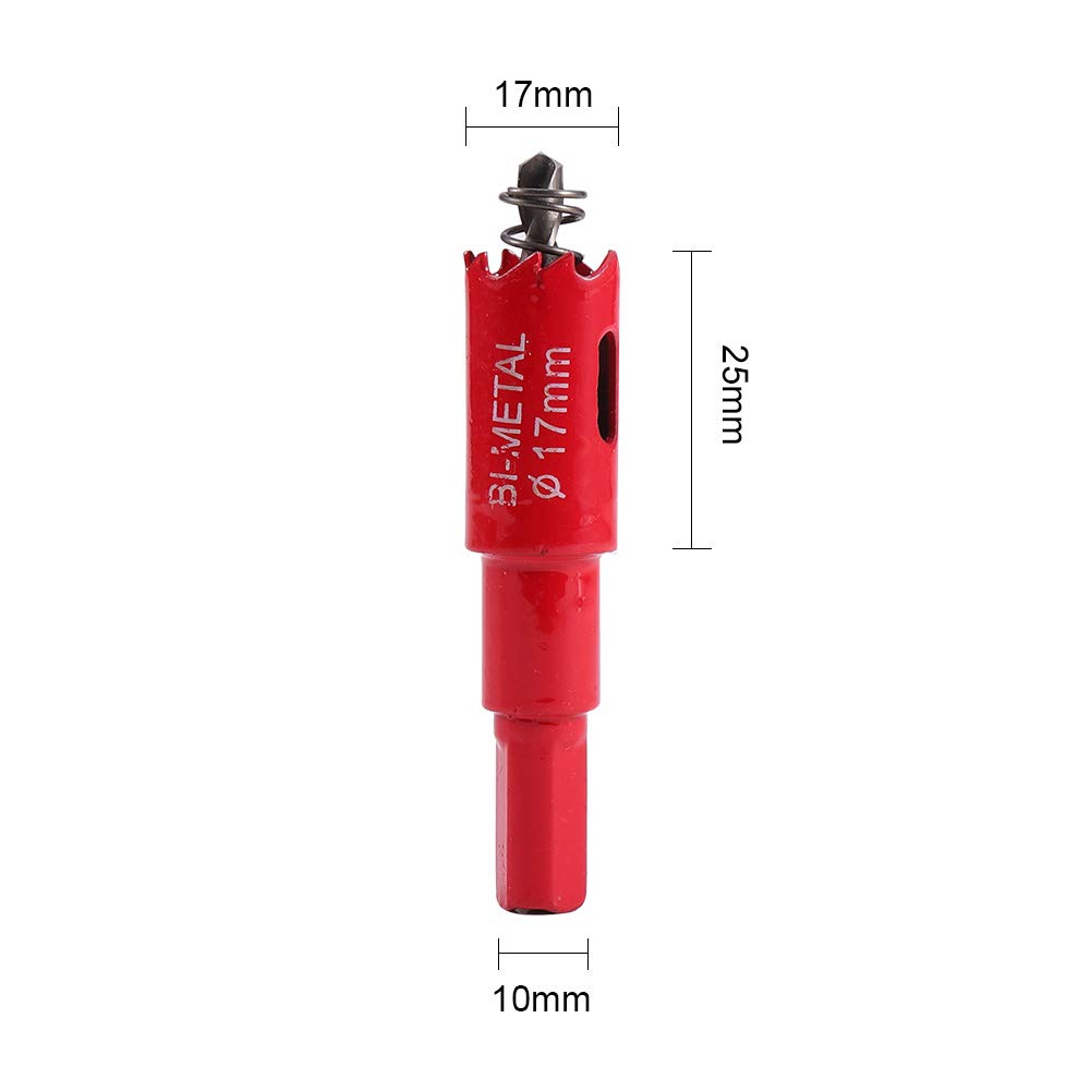 Auniwaig 17mm/0.66" Bi-Metal Hole Saw 25mm/1" Deep Bimetal Hole Cutter HSS Drill Bit for Cutting Metal Wood Plastic