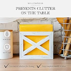 Farmhouse Napkin Holder For Table (White Washed) - Wooden Napkin Holder - Rustic Napkin Holder // Willow & Eva 511URdBlZdS. SS280