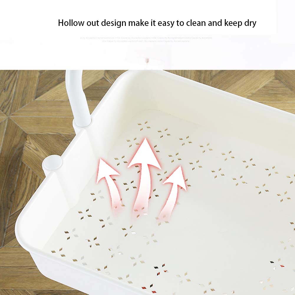 para Carrito de Almacenamiento, Carrito utilitario con Ruedas Delgado de 3 Niveles con estantes Huecos, para Cocina, despensa, baño, con Ruedas y asa para un fácil (Blanca)