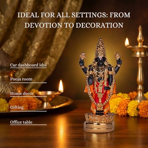 Image of Gold Plated Premium Balaji Statue for Car Dashboard, Gifting, Pooja Room Decor & Home Decoration (4.5 Inches) - Multicolor