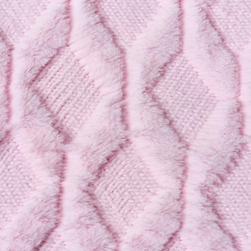 Volcanics Pack of 2 Faux Wool Throw Pillow Covers 20x20 Inches Decorative Farmhouse Velvet Couch Pillow Case Soft Plush Square Boho Cushion Pillowcase, Light Pink