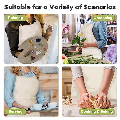 conda 100% Cotton Canvas Professional Bib Apron With 3 Pockets for Women Men Adults,Waterproof,Natural 31inch By 27inch - Image 8