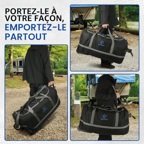 REDCAMP 110-140L Sac de Voyage à roulettes Extensible | Transport Main/Épaule/Traîné | sans Tige Télescopique - Pliable et Compact | Grand Sac Duffle pour Sport, Camping, Randonnée, Voyage - Noir – vue 6