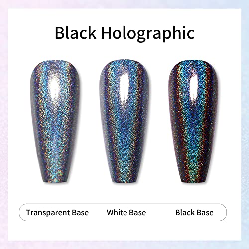 Foto von Born Pretty Glitter, Nagellack Regenbogen Shining Glitter Super Shine Nail Art Polish Schwarz