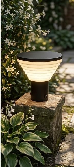 Powered Outdoor Path Light, Accordion Design, Warm White LED, Garden Landscape Lighting-image-45