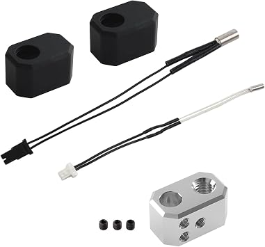 MK4 Heating Block Kit,3D Printer Xirbbo Hotend 24V 40W Heating Cartridge, Heating Block and Silicone Sleeve Accessories for Prusa i3 MK4 3D Printer Thermistors Heater Element with Silicone Socks 2pcs