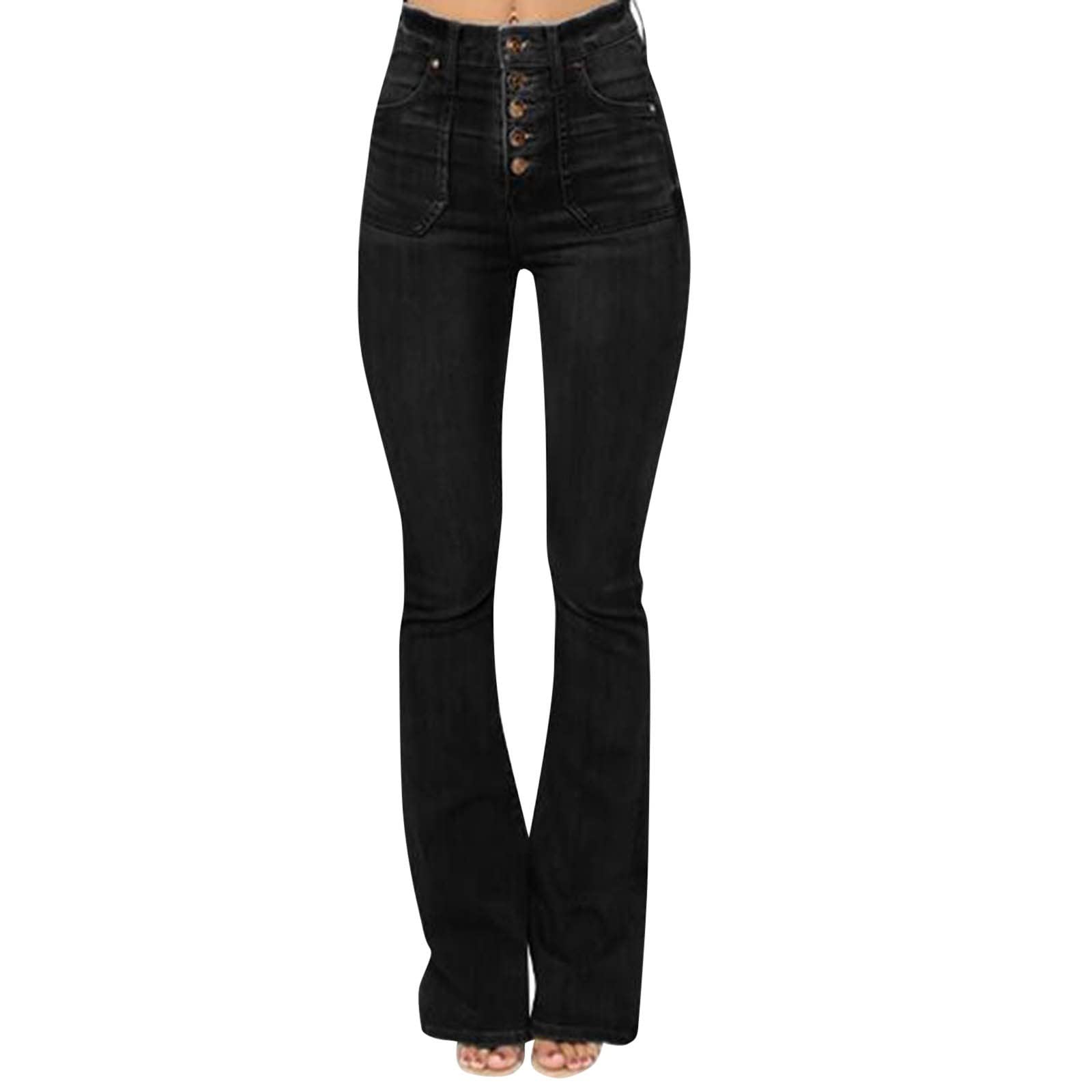 Women's Black Jeans Sexy Skinny Plus Size High Waisted Bell Bottom Jeans Destroyed Stretch Comfy Classic Wide Leg Bootcut Flared Denim Pants 70S Outfits For
