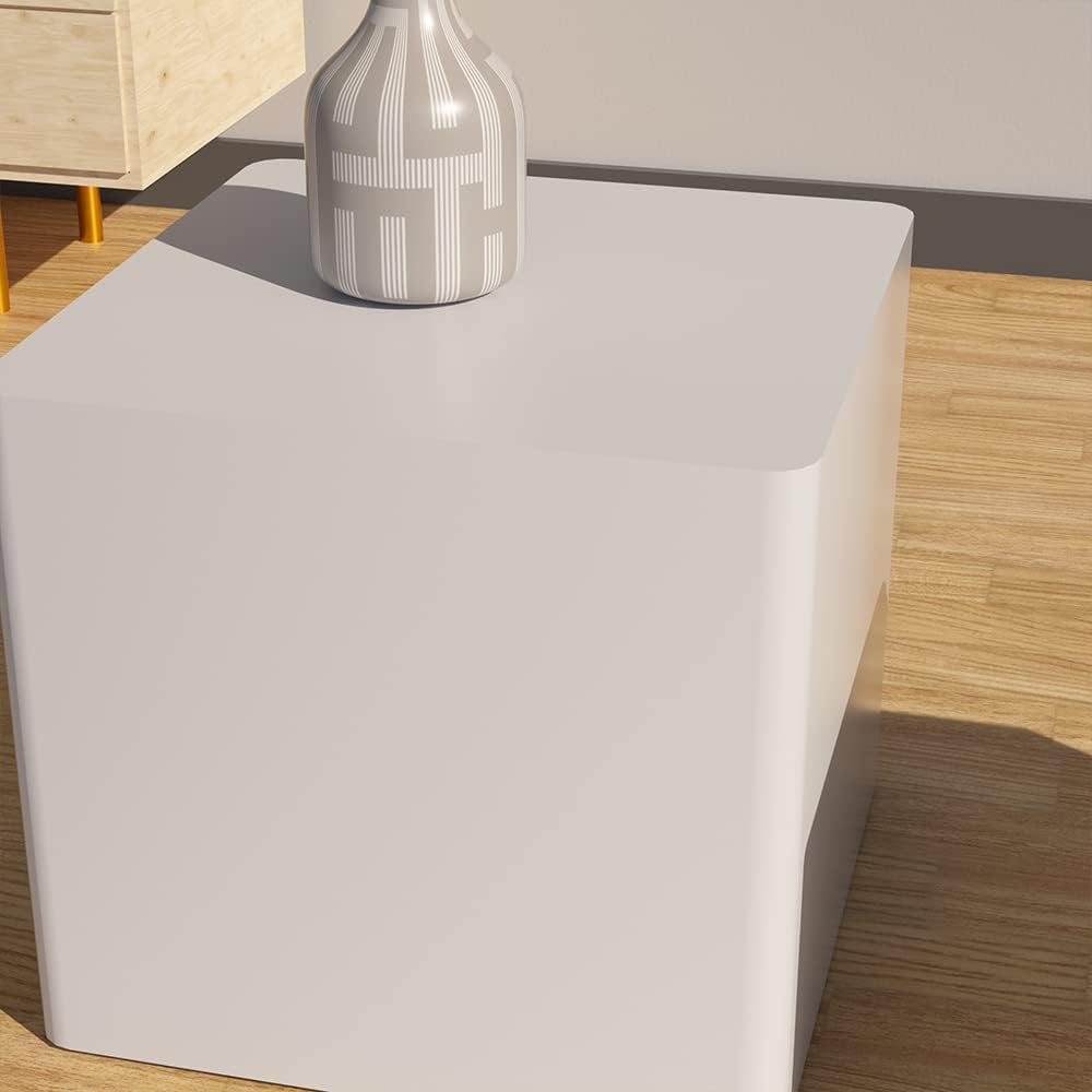 WILLIAMSPACE White Nesting Coffee Table Set of 2, Square Wooden Coffee Tables Modern Table for Living Room Accent End Side Table (Matte White-Square) : Home & Kitchen