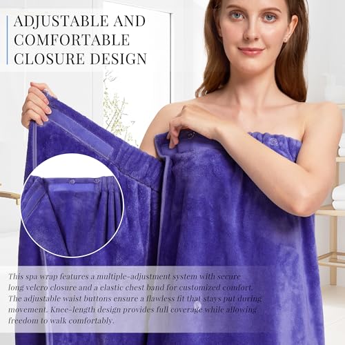 Image of PJGGZ Towel Wrap for Women, Three Adjust Clasps Closure Bath Wraps After Shower Spa Sauna Bathrobe(Available in Plus Size)