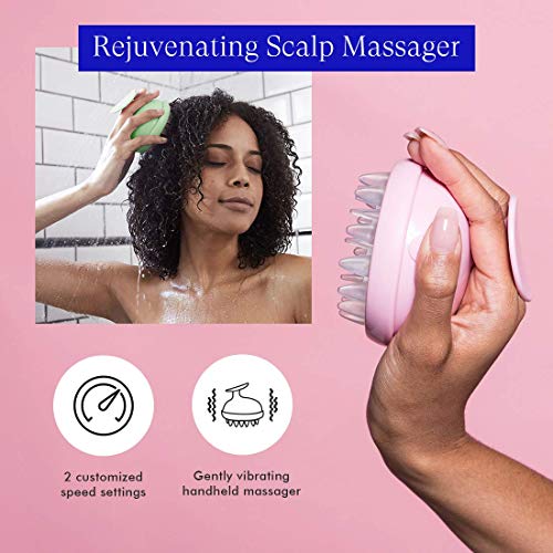 Vanity Planet Groove Scalp Massager (Minty Green) Rejuvenating Handheld Shampoo Brush, 2-Speed Vibrating, Water Resistant