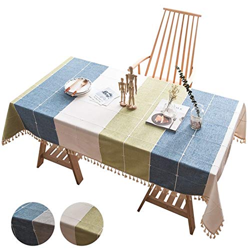 Nappe rayure coton lin vert 140x300cm, l'élégance des matières nobles