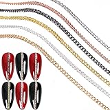 3D Metal Nail Chain Charms Decoration for Women Girl Metal Punk Nail Jewelry Mixed Design Pattern for Manicure Tips Nail Tips Supplies for Fingernails & Toenails Decorations Tools-Each length 15.7in