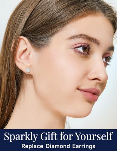 MomentWish Moissanite Earrings for Women, Gifts for Christmas, 1/2 Carat Moissanite Stud Earrings, D Color VVS1 Simulated Diamond 925 Sterling Silver Halo Earrings for Birthday Anniversary2