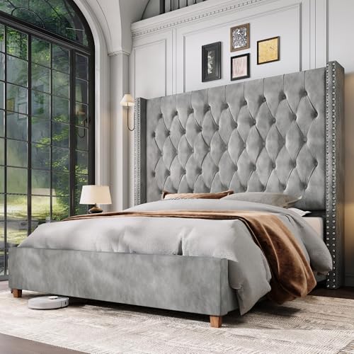 Jocisland Queen Size Bed Frame with 61.4