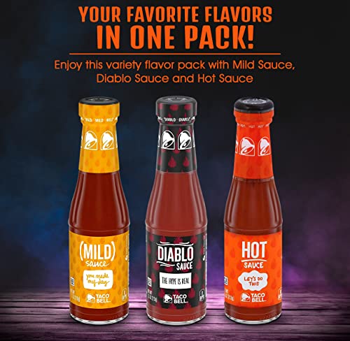Taco Bill Hot Sauce Assortment, 3 Pack Hot Sauce, Mild Sauce And Diablo Sauce Taco Sauce Condiment Seasoning For Tacos Chips Quesadilla Burritos, 7.5 Ounces Each With Nosh Pack Mints #TOP1