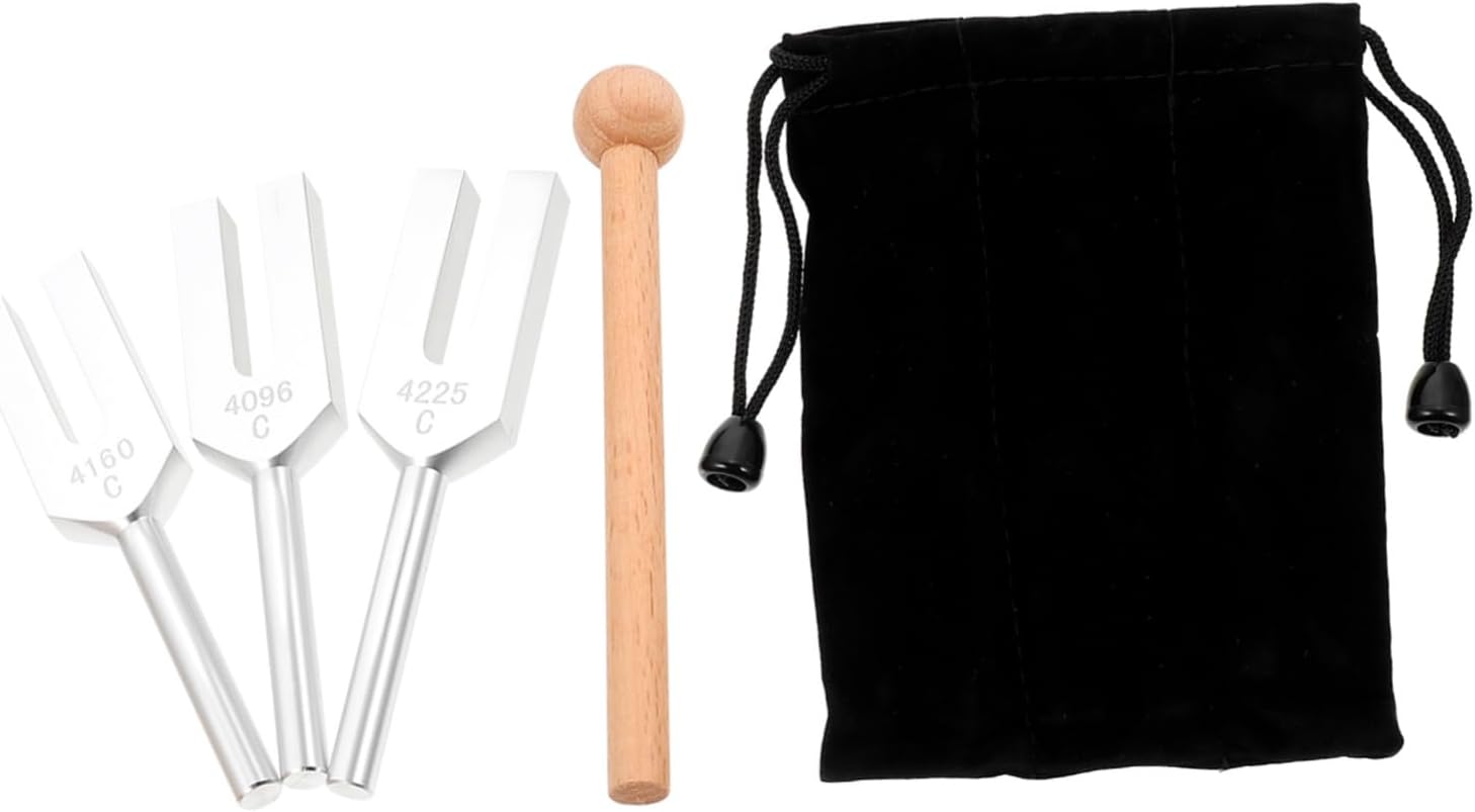 BESPORTBLE 5pcs Tuning Fork Set with Hammer Aluminum Alloy Frequency Tuning Forks for Sound Therapy Healing and Meditation Includes Storage Bag