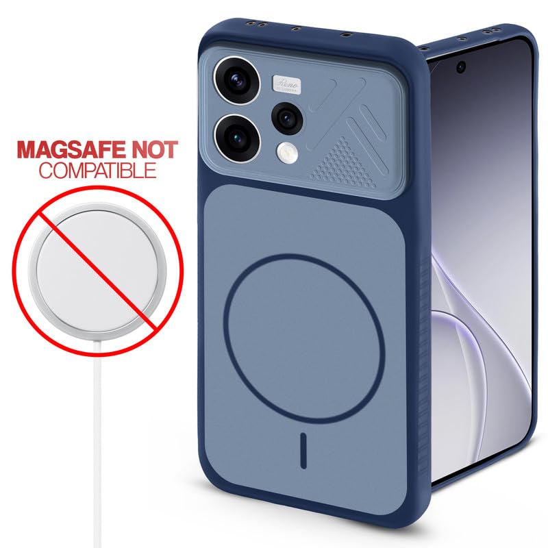 Image of Mr. Case Back Cover for Oppo Reno 15 5G | Ring Design Protective Case with Camera Cut Protection | Anti Slip Grip | Shockproof Mobile Cover - Blue