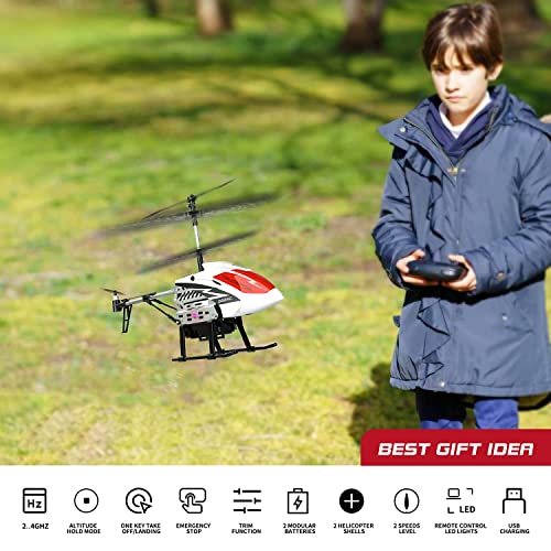 Deerc De51 Remote Control Helicopter Altitude Hold Rc Helicopters With Gyro For Adult Kid Beginner,2.4Ghz Aircraft Indoor Flying Toy With 3.5 Channel,High&Low Speed,Led Light,2 Battery For 20 Min Play #TOP5