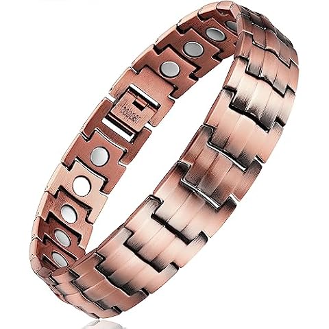 Reaowazo Copper Bracelets for Men Pure Copper Bracelet Jewelry 3500 Gauss Link Copper Bracelet with Adjust Tool Copper Cover