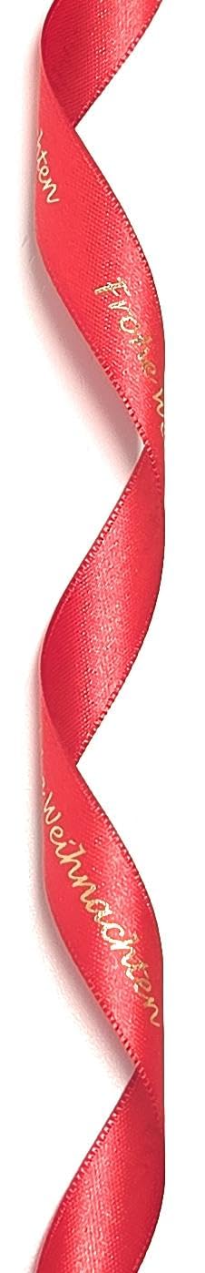 10 Rollen Schleifenband á 25m x 15mm Frohe Weihnachten Rot - Gold Satinband Dekoband Weihnachtsband