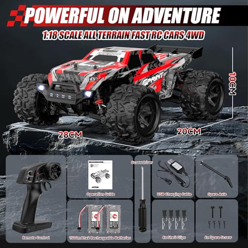 Coche Teledirigido Todoterreno 40 KM/H, 1:18 Coche Radiocontrol 2,4 GHz, 4x4 RC Drift Car Monster Truck con Luz LED y 2 Batería Recargable Control Remoto, Juguete Regalo para Adulto Niños Niñas 3 Coche Teledirigido Todoterreno 40 Km/h, 1:18 Coche Radiocontrol 2,4 Ghz, 4x4 Rc Drift Car Monster Truck Con Luz Led Y 2 Batería Recargable Control Remoto, Juguete Regalo Para Adulto Niños Niñas