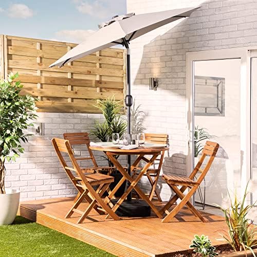 Alfresia 2M Parasol Round with Push Button Tilt | Outdoor Table Parasol Umbrella with Crank Handle | Garden Umbrella Sun Shade