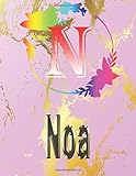  Noa: Personalized Name Sketchbook.Monogram Initial Letter N Journal. Noa Cute Sketchbook on Pink Marble Cover , Blank Paper 8.5 x 11 ,Great For Drawing, Sketching, Crayon Coloring and colored pencil