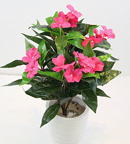 Lopkey 7 Branches Artificial Impatiens Bouquet Flower Patio Lawn Garden Wedding Photo Decor (2Pcs),Pink #TOP1