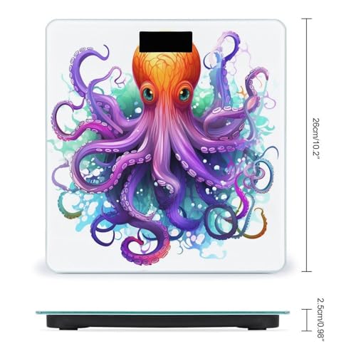 Báscula Digital Baño Colorful Octopus de Vidrio Templado miniatura 2