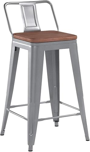 Miniatura 46 de Changjie Furniture Juego de 4 taburetes de bar giratorios de 26 pulgadas con respaldo, taburetes de bar industriales para isla de cocina (giratorios