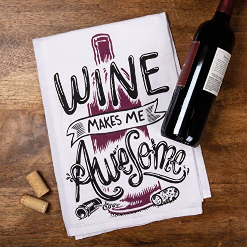 18Th Street Gifts Wine Kitchen Decor Tea Towel Set With Dishwasher Magnet - One Each “Wine Is Always A Good Idea” And “Wine Makes Me Awesome” #TOP6
