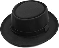 Vista 1 de Gorra de fieltro duro vintage de lana de cerdo con tapa plana, Negro