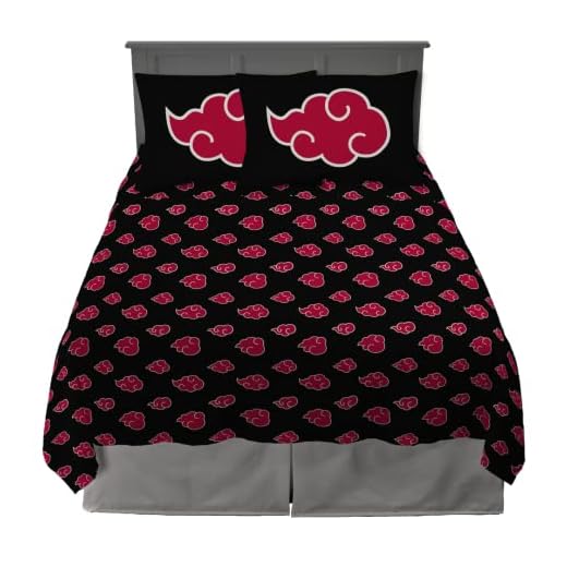 Franco Naruto Akatsuki Anime Bedding - Juego de sábanas de Microfibra súper Suave tamaño Queen (Producto Oficial de Naruto)