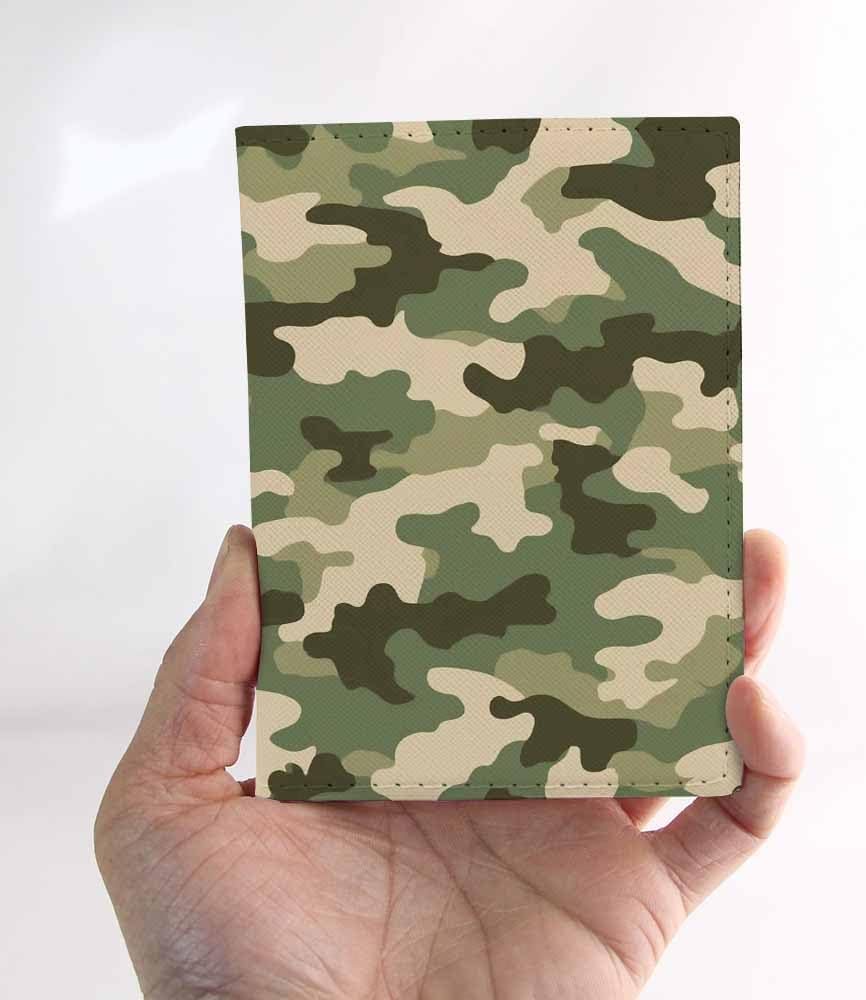 Camouflage Passport Holder for Travel Green Beige Camo Print PU Leather Passport Cover Wallet Cute Passport Card Holder for Women and Men - Image 6