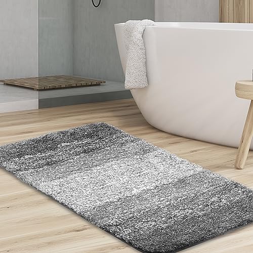 DRKLEAN Luxury Bathroom Rugs,Bath Mat,Door Mat Indoor Doormat,Front Back Door Mats,Extra Soft Non-Slip Bathroom Rug，Machine Washable Thick Bath Mats for Bathroom, Tub and Shower，20"x30"，Grey (Grey)