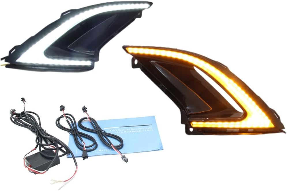 Dual Color LED Front Bumper DRL Fog Driving Light White Amber, 2023 Compatible with Honda Accord, Daytime Running Light Lamp with Dynamic Sequential Turn Signal