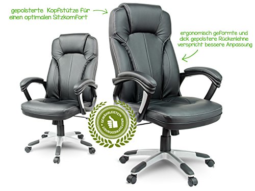 Fauteuil de bureau de direction Sofotel EG-222 noir en cuir