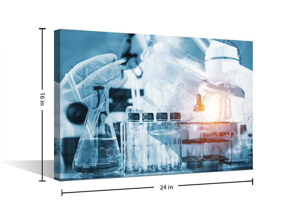 Image of TUMOVO Science and Medical Background Canvas Wall Art Home Decor Young Scientist Pictures Black and White Wall Art 1 Panel Clinical Laboratory Posters and Prints Framed Ready to Hang (16 inch Wx24 H)