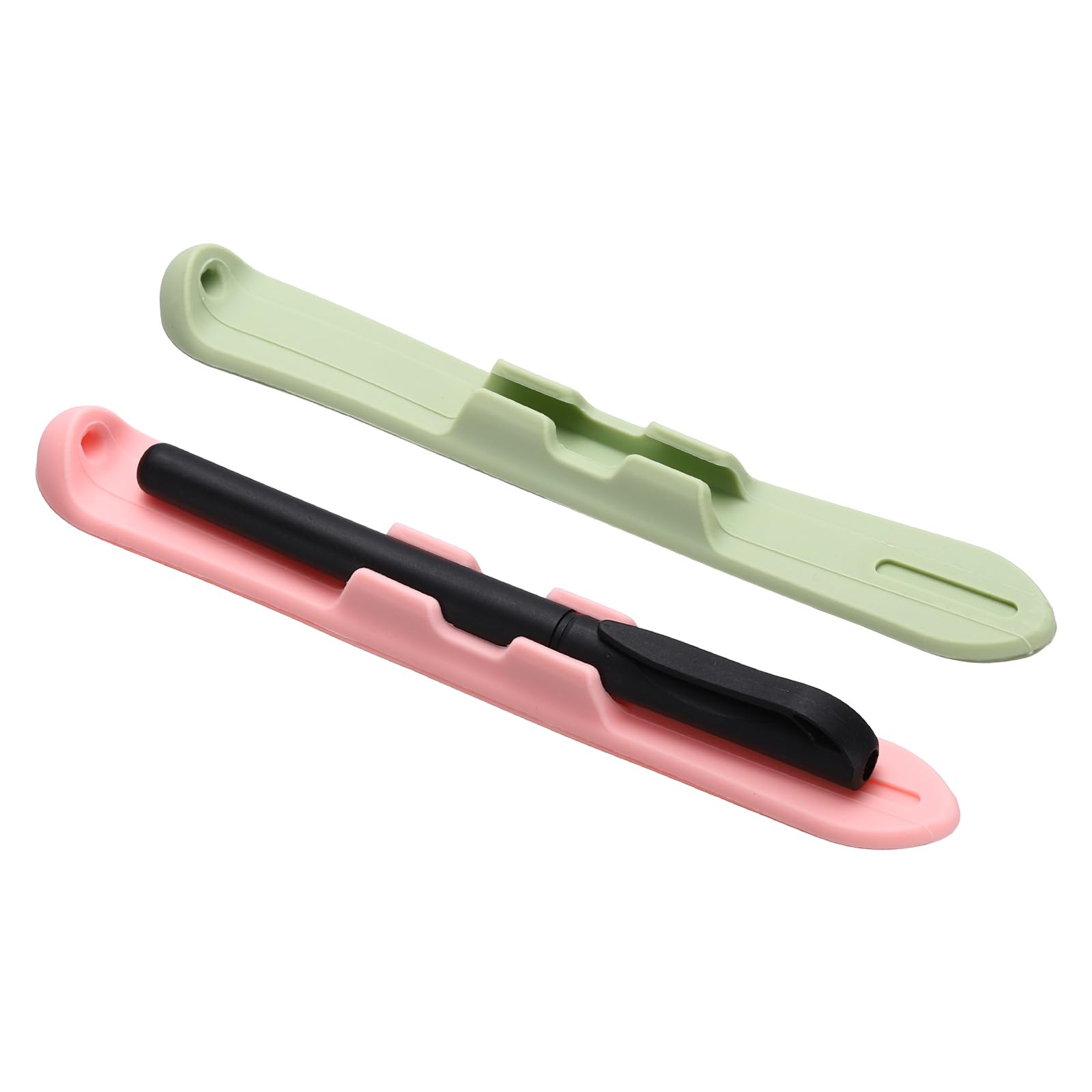 PATIKIL 2 Pcs 6.9'' Silicone Pencil Holder with Strong Adhesive Slim Grip Sleeve for stylus 1st 2nd Generation Air Pro Mini Tablets, Green/Pink