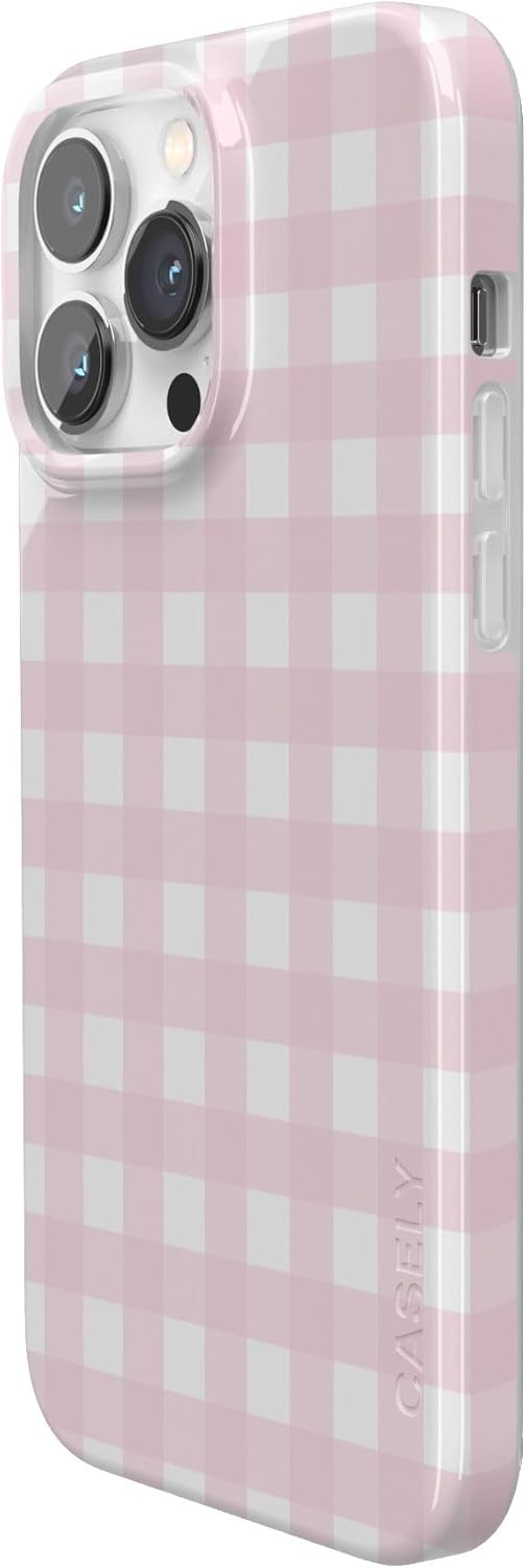Casely iPhone 14 Pro Max Case | Pink Plaid | Sunday Best | Compatible with MagSafe | Classic Ultra Thin Design