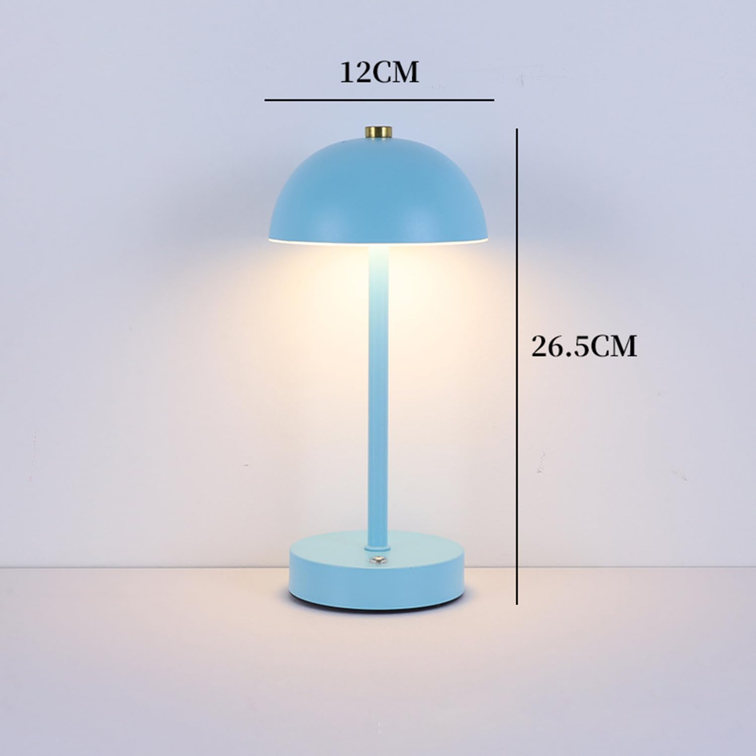 OOWOKS Lámpara de mesa inalámbrica con forma de seta recargable regulable al tacto lámpara LED de mesita de noche sin cables con batería recargable lámpara de mesa decorativa con forma de seta,Azul