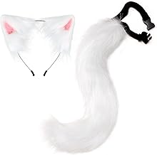 Uposao Fox Fur Tail Costume Party Cosplay Fox Tail Super Huge Faux Fur with Ears for Halloween Christmas Costume Party
