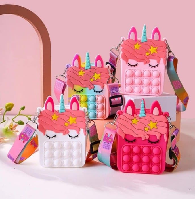 Combo of 2 Unicorn Pop It Fidget Crossbody Sling Bags - Best Gift & Return Gift for Girls, Multicolor Zipper Travel Bag (B0DG987Y3F) Amazon Price History, Amazon Price Tracker