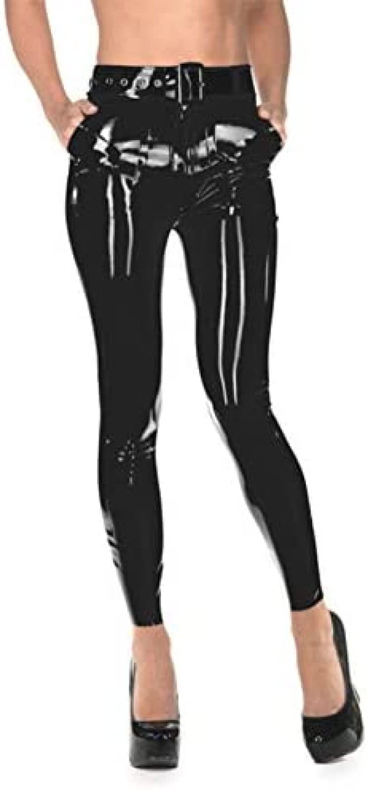 Latex Gummi Rubber Jeggings Collant Pantaloni Pantaloni Slim 0,4 Mm,Nero,3X-grande