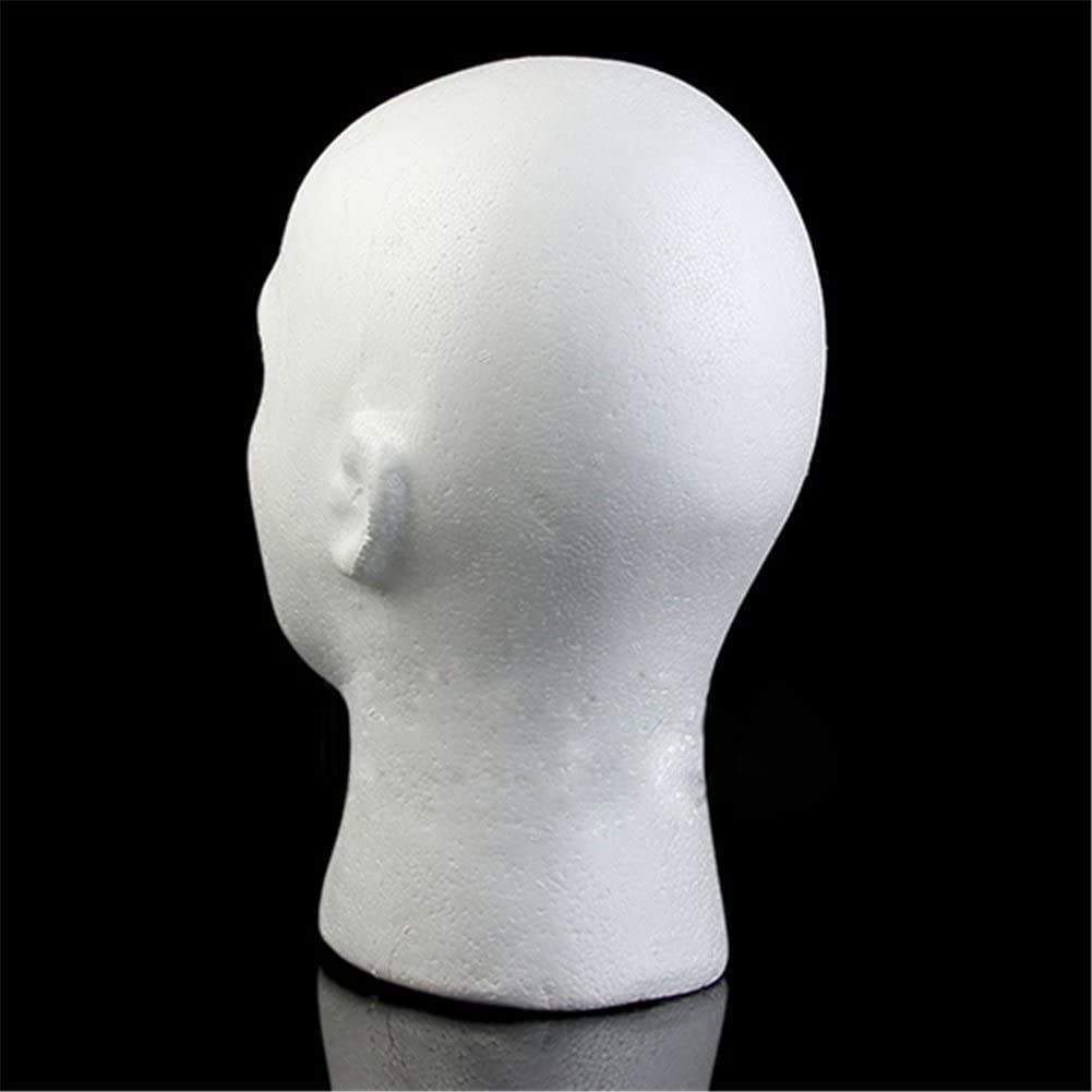Testa in Polistirolo Bianco da Uomo | Espositore per Parrucca, Cappello, Casco o Occhiali | Leggera e Resistente
