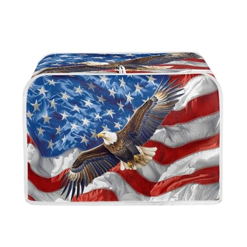Image of American Flag Eagle Toaster Cover Kitchen Bakeware Protector Fits for Most Standard 2 Slice Toasters July 4th Independence Memorial Day Decor
