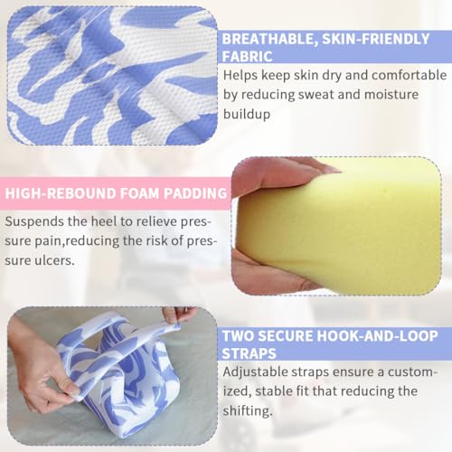 Image of 3D Heel Protector to Elevation Foot for Pressure Sores-1PC | Ankle Pillow Cushion for Bed Sores or Heel Pain Relief,Suitable for Elderly or Bedridden (Blue Stripe Pattern)
