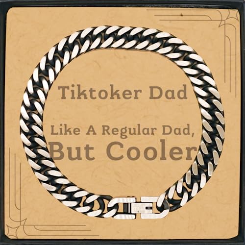 Tiktoker Dad Gifts Cuban Link Chain Bracelet, Tiktoker Dad Like A Regular Dad But Cooler, Tiktoker Lover Funny Christmas Birthday Personalized Gifts with Messages Card Meaningful