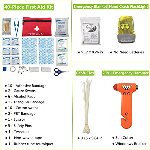 Holakit Premium Car Roadside Emergency Assistance Kit, Auto First Aid Emergency Kit, Heavy Duty Jumper Cables Car Kit, Car Safety Kit, Road Trips Essentials For Women With Air Compressor, Fire Blanket #TOP5