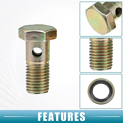 A ABSOPRO Banjo Bolt M12x1.5 8mm Banjo Bolt Hose Barb Fittings Brake Line Fitting Adapter with Copper Washers for Motorcycle Car (Set of 2) by A ABSOPRO - Used condition - Image 4
